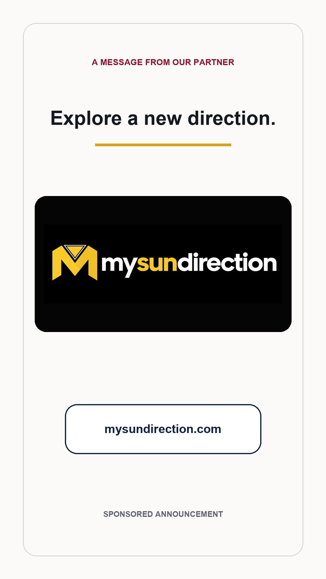 MySunDirection partner announcement: Explore a new direction