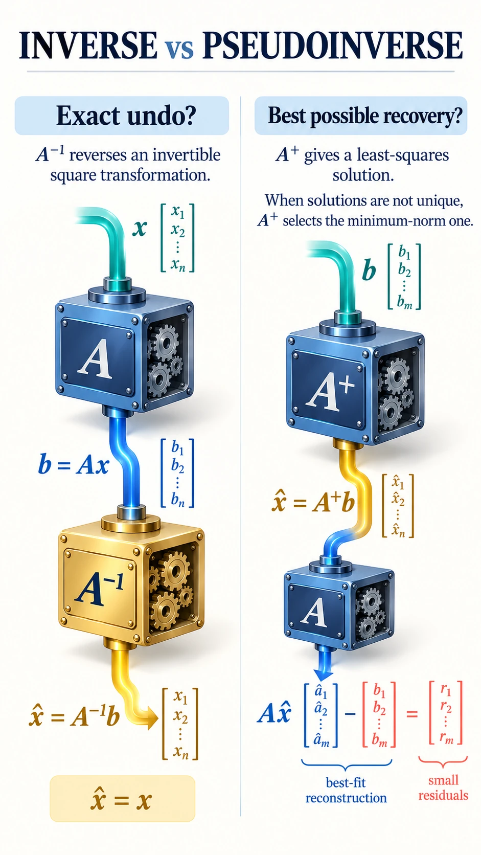 Inverse vs Pseudoinverse